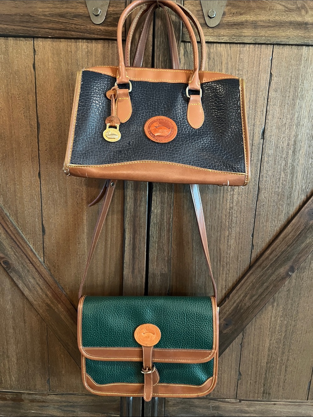 Dooney & Bourke Green Leather Crossbody & Navy Satchel